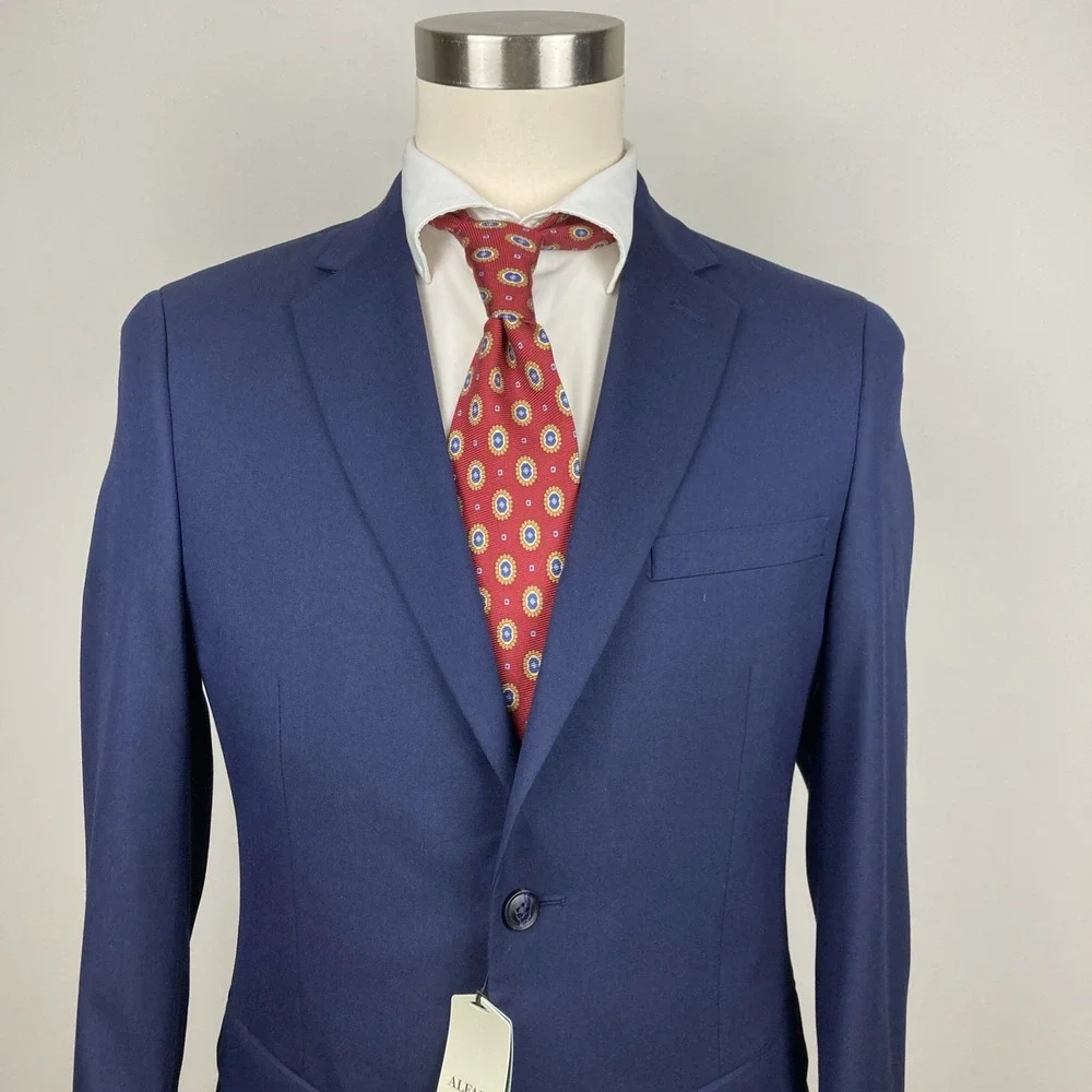 Alfani Mens Slim fit Suit Jacket Blazer 38 R Navy Blue Solid Stretch‎